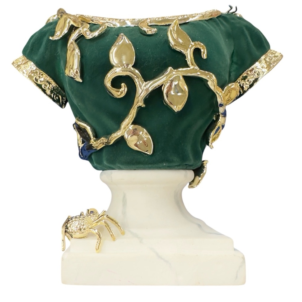 BATH and BODY WORKS Retired Ivy Bust Green and Gold 3 Wick Candle Holder